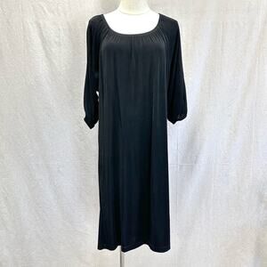 Slinky Brand black shift dress stretchy knit size Medium travel, while resistant